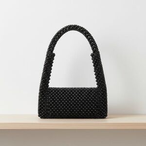 Elegant Black Beaded Handbag